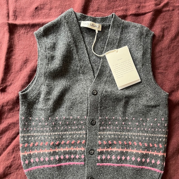 Our Legacy Rugrat Sweater Vest in Slate Grey Fair Isle Size S NWT - Picture 1 of 6